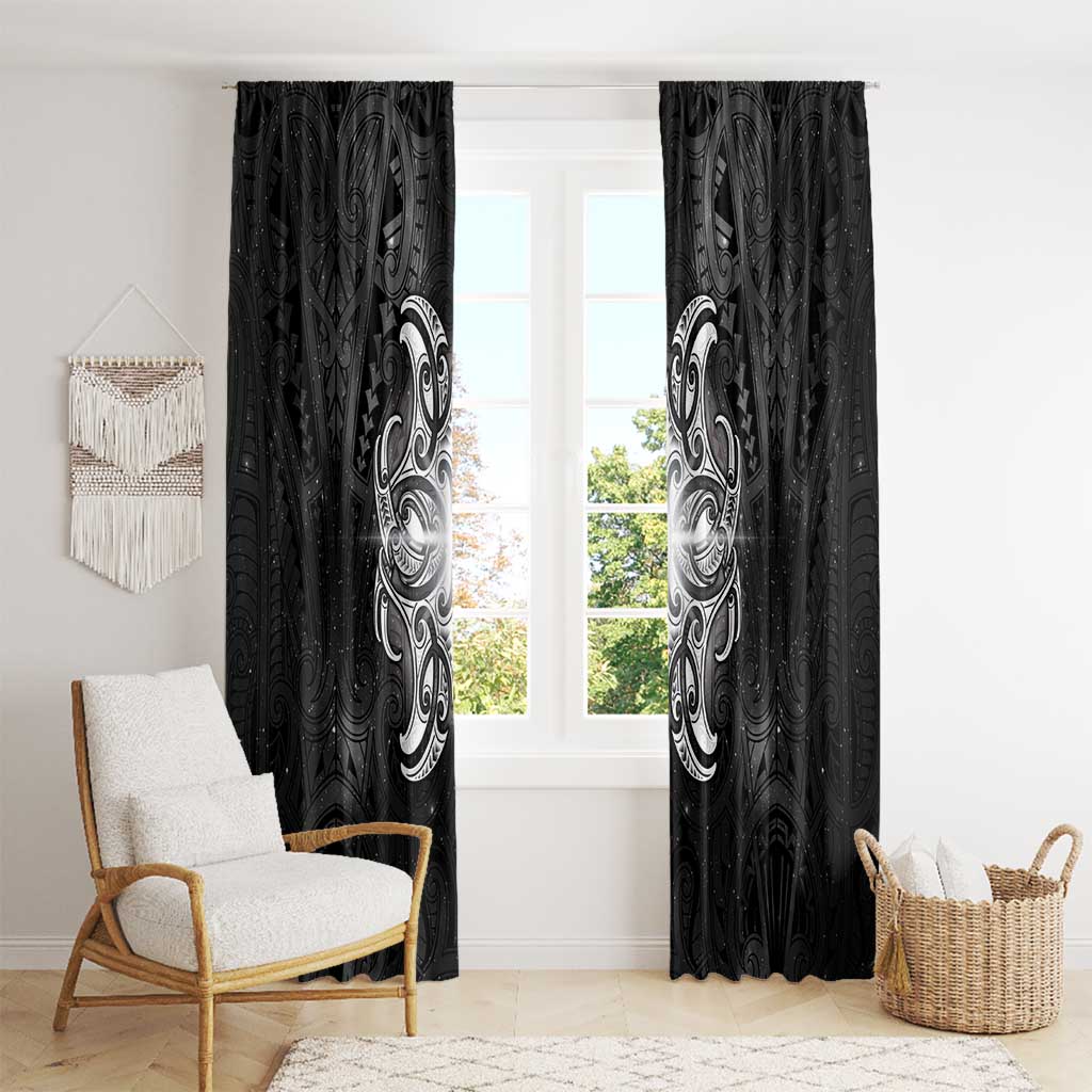New Zealand Matariki Window Curtain Maori Moko Black Galaxy LT05 - Polynesian Pride