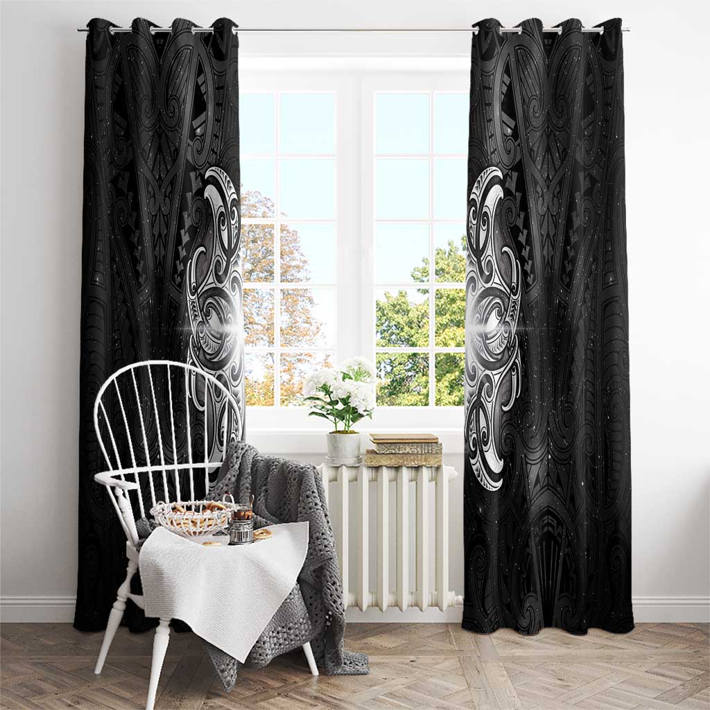 New Zealand Matariki Window Curtain Maori Moko Black Galaxy LT05 - Polynesian Pride