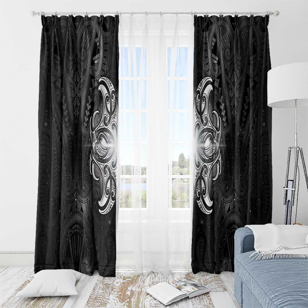 New Zealand Matariki Window Curtain Maori Moko Black Galaxy LT05 - Polynesian Pride