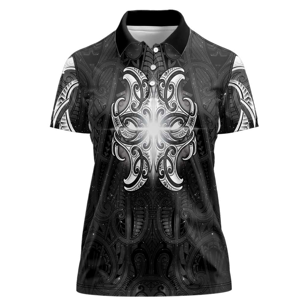 New Zealand Matariki Women Polo Shirt Maori Moko Black Galaxy LT05 Female Black - Polynesian Pride