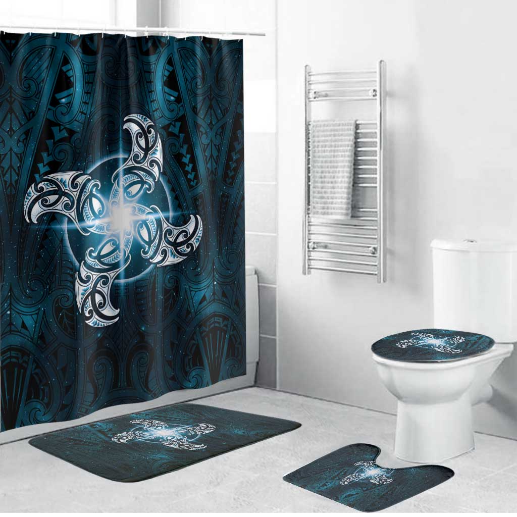New Zealand Matariki Waita Bathroom Set Maori Moko Dark Blue Galaxy