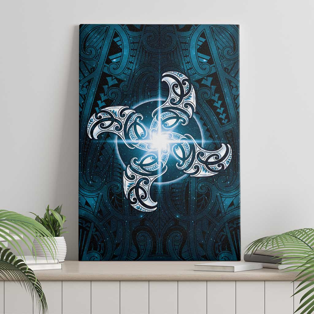 New Zealand Matariki Waita Canvas Wall Art Maori Moko Dark Blue Galaxy