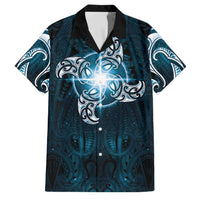 New Zealand Matariki Waita Family Matching Off Shoulder Short Dress and Hawaiian Shirt Maori Moko Dark Blue Galaxy LT05 Dad's Shirt - Short Sleeve Blue - Polynesian Pride