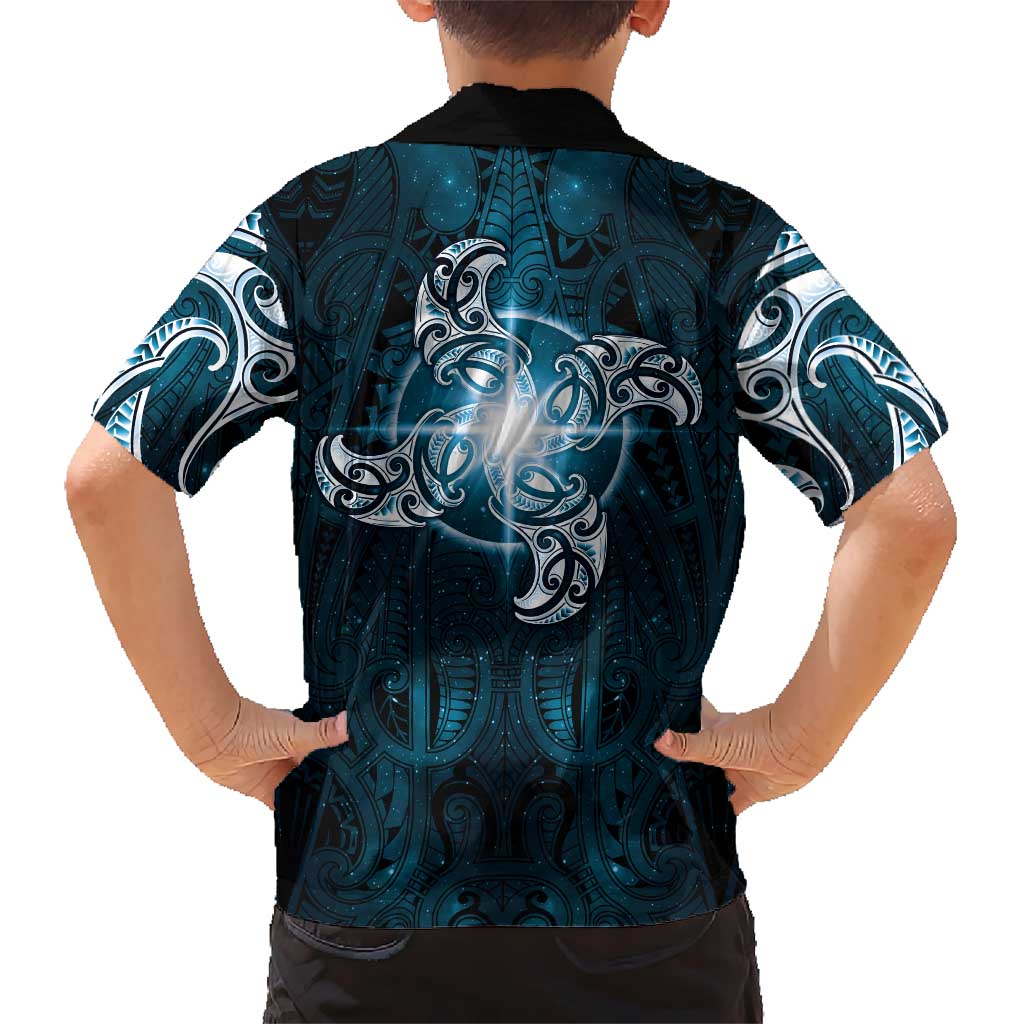 New Zealand Matariki Waita Family Matching Tank Maxi Dress and Hawaiian Shirt Maori Moko Dark Blue Galaxy LT05 - Polynesian Pride