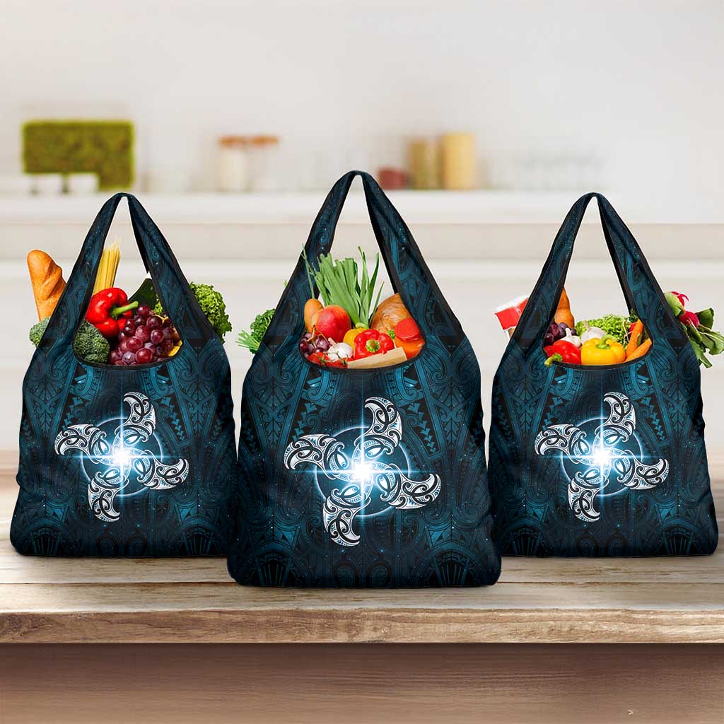 New Zealand Matariki Waita Grocery Bag Maori Moko Dark Blue Galaxy LT05 3-pack One Size Blue - Polynesian Pride