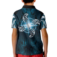 New Zealand Matariki Waita Kid Polo Shirt Maori Moko Dark Blue Galaxy