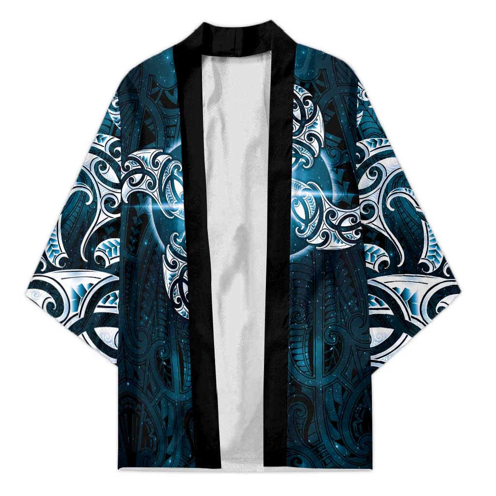 New Zealand Matariki Waita Kimono Maori Moko Dark Blue Galaxy LT05 Unisex Blue - Polynesian Pride