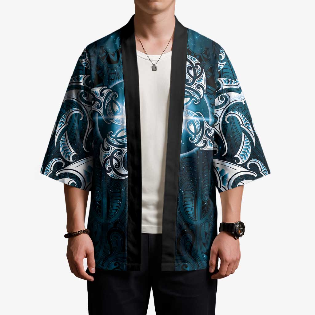 New Zealand Matariki Waita Kimono Maori Moko Dark Blue Galaxy LT05 - Polynesian Pride