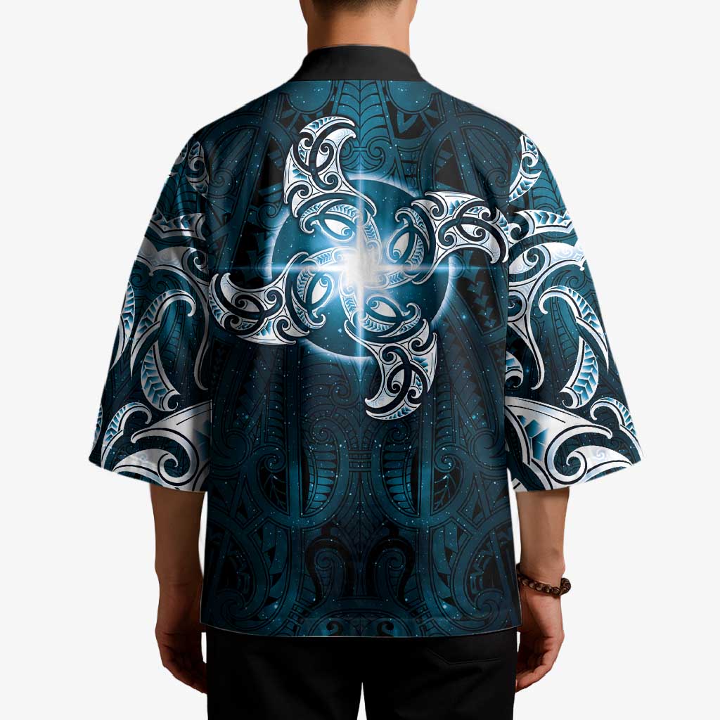 New Zealand Matariki Waita Kimono Maori Moko Dark Blue Galaxy LT05 - Polynesian Pride