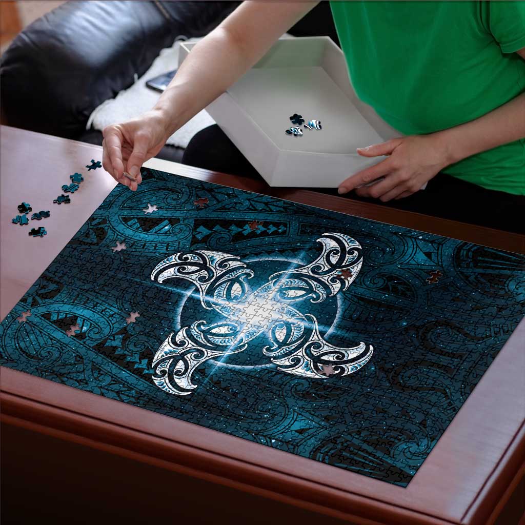 New Zealand Matariki Waita Puzzle Maori Moko Dark Blue Galaxy