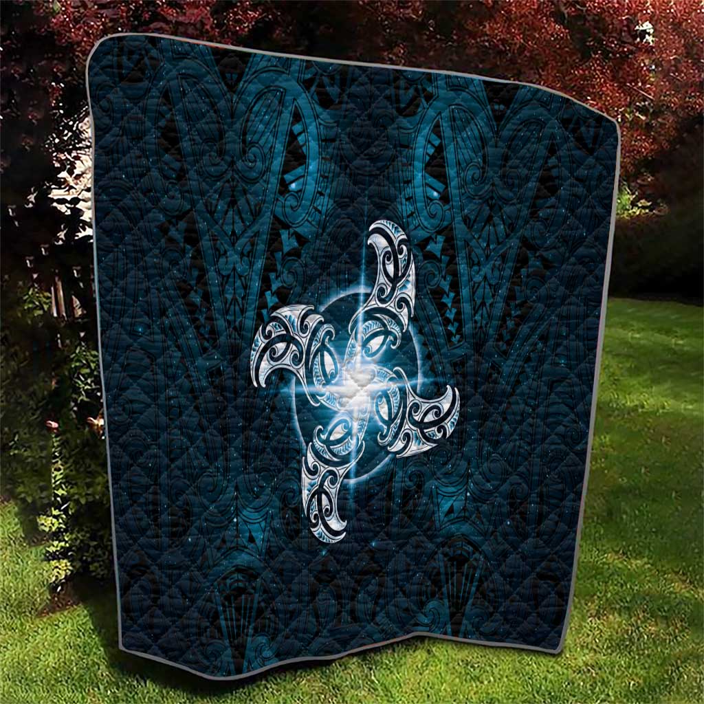 New Zealand Matariki Waita Quilt Maori Moko Dark Blue Galaxy