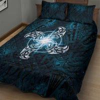 New Zealand Matariki Waita Quilt Bed Set Maori Moko Dark Blue Galaxy