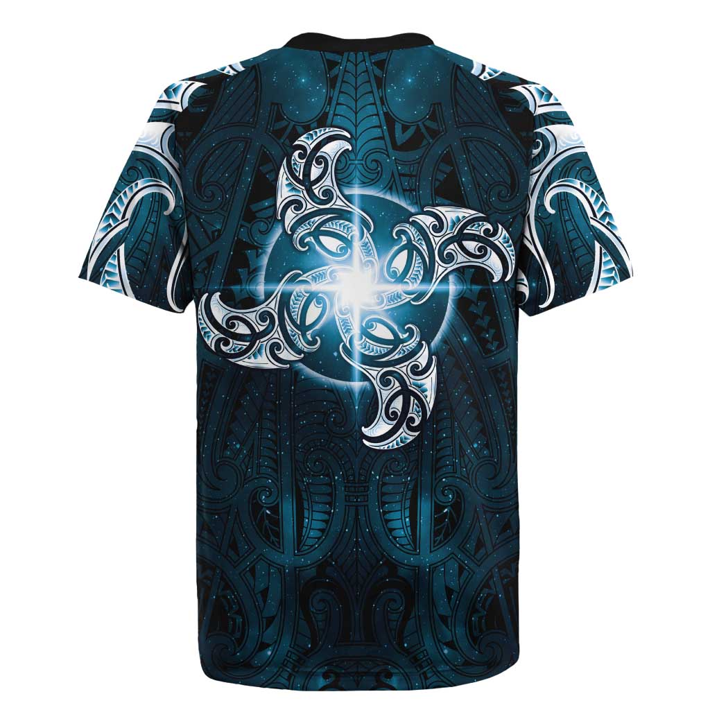 New Zealand Matariki Waita Rugby Jersey Maori Moko Dark Blue Galaxy LT05 - Polynesian Pride
