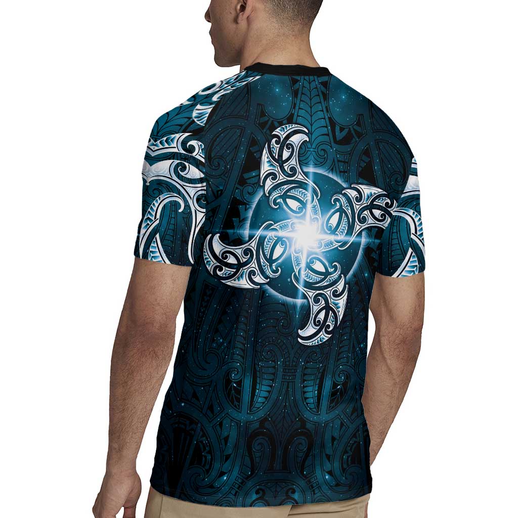 New Zealand Matariki Waita Rugby Jersey Maori Moko Dark Blue Galaxy LT05 - Polynesian Pride
