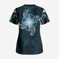 New Zealand Matariki Waita Scrub Top Maori Moko Dark Blue Galaxy LT05 - Polynesian Pride