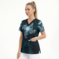 New Zealand Matariki Waita Scrub Top Maori Moko Dark Blue Galaxy LT05 - Polynesian Pride