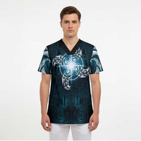 New Zealand Matariki Waita Scrub Top Maori Moko Dark Blue Galaxy LT05 - Polynesian Pride