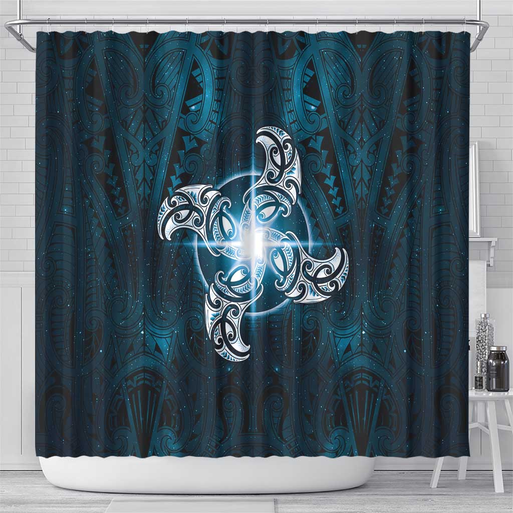 New Zealand Matariki Waita Shower Curtain Maori Moko Dark Blue Galaxy LT05 - Polynesian Pride