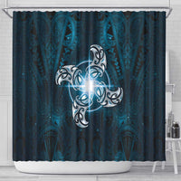 New Zealand Matariki Waita Shower Curtain Maori Moko Dark Blue Galaxy LT05 - Polynesian Pride