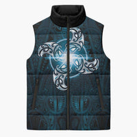 New Zealand Matariki Waita Sleeveless Puffer Jacket Maori Moko Dark Blue Galaxy