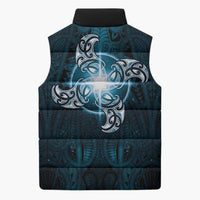 New Zealand Matariki Waita Sleeveless Puffer Jacket Maori Moko Dark Blue Galaxy