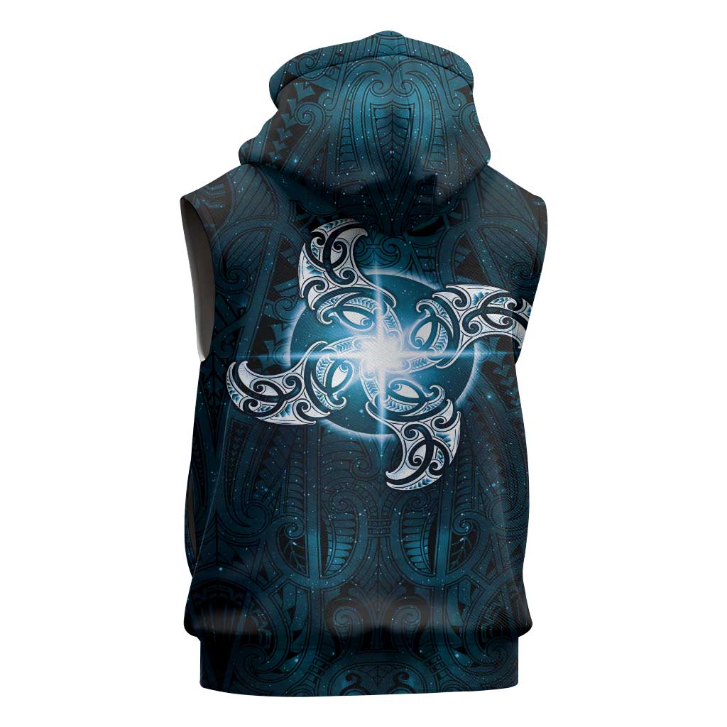 New Zealand Matariki Waita Sleeveless Zip Hoodie Maori Moko Dark Blue Galaxy LT05 - Polynesian Pride