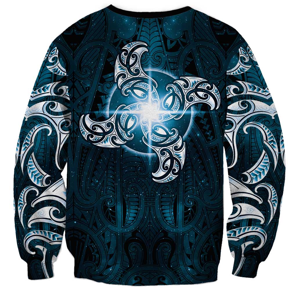 New Zealand Matariki Waita Sweatshirt Maori Moko Dark Blue Galaxy