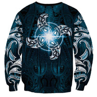 New Zealand Matariki Waita Sweatshirt Maori Moko Dark Blue Galaxy