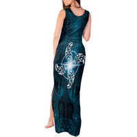 New Zealand Matariki Waita Tank Maxi Dress Maori Moko Dark Blue Galaxy