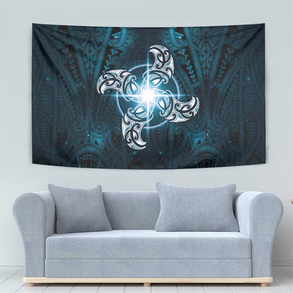 New Zealand Matariki Waita Tapestry Maori Moko Dark Blue Galaxy LT05 - Polynesian Pride