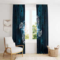 New Zealand Matariki Waita Window Curtain Maori Moko Dark Blue Galaxy