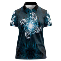 New Zealand Matariki Waita Women Polo Shirt Maori Moko Dark Blue Galaxy LT05 Female Blue - Polynesian Pride