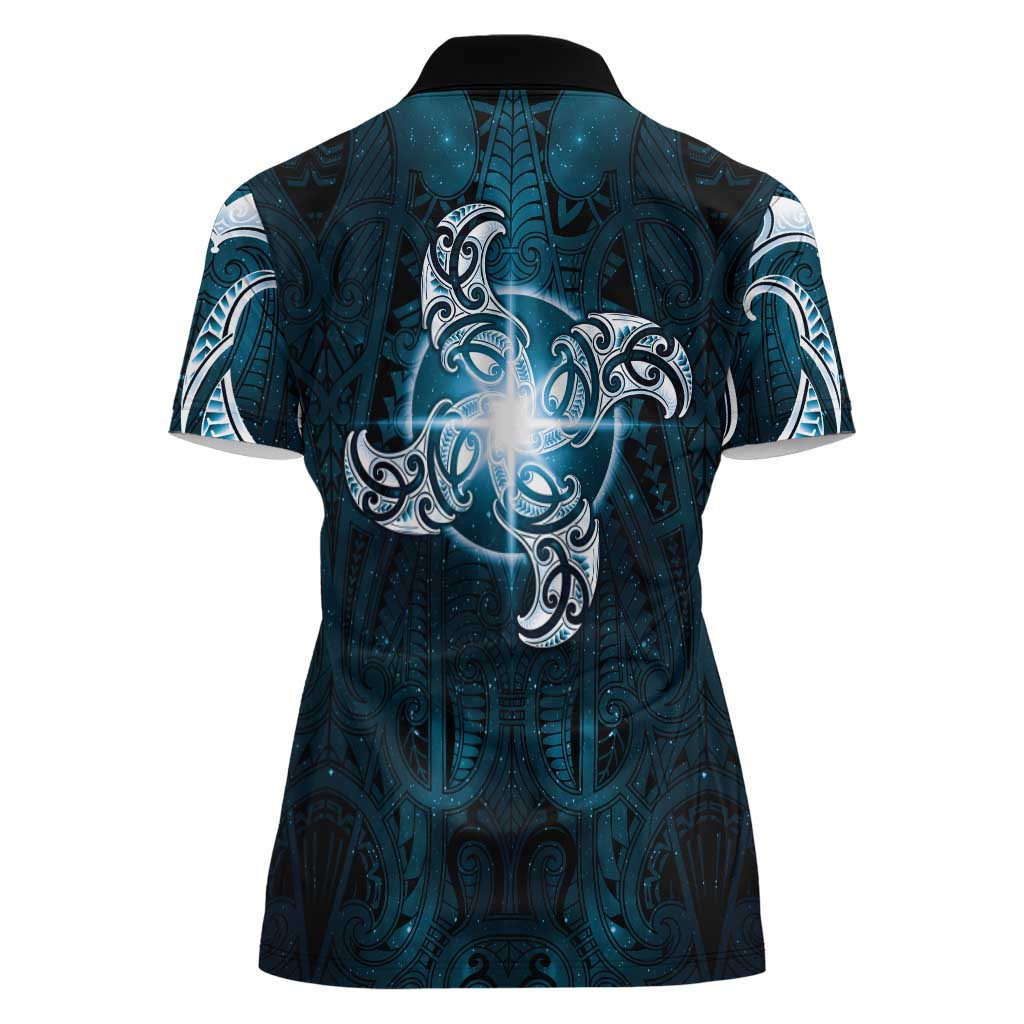 New Zealand Matariki Waita Women Polo Shirt Maori Moko Dark Blue Galaxy LT05 - Polynesian Pride