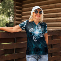 New Zealand Matariki Waita Women Polo Shirt Maori Moko Dark Blue Galaxy LT05 - Polynesian Pride