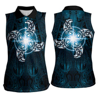 New Zealand Matariki Waita Women Sleeveless Polo Shirt Maori Moko Dark Blue Galaxy LT05 - Polynesian Pride