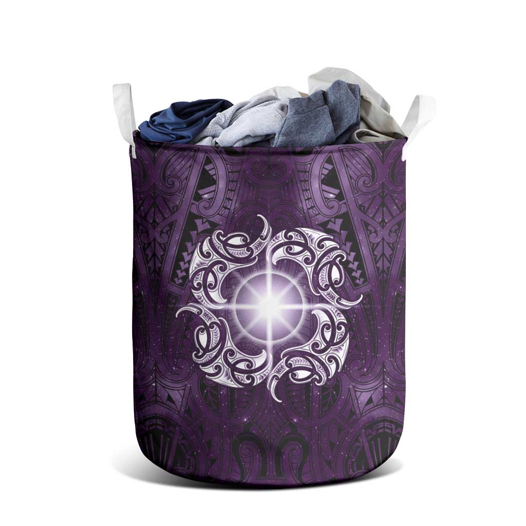 New Zealand Matariki Waipunarangi Laundry Basket Maori Moko Purple Galaxy LT05 - Polynesian Pride