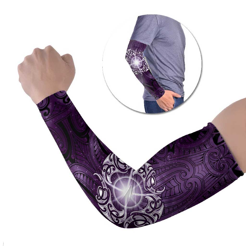 New Zealand Matariki Waipunarangi Arm Sleeves Maori Moko Purple Galaxy LT05 Set of 2 Purple - Polynesian Pride