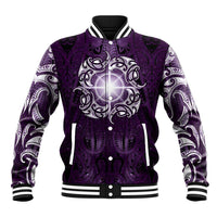New Zealand Matariki Waipunarangi Baseball Jacket Maori Moko Purple Galaxy