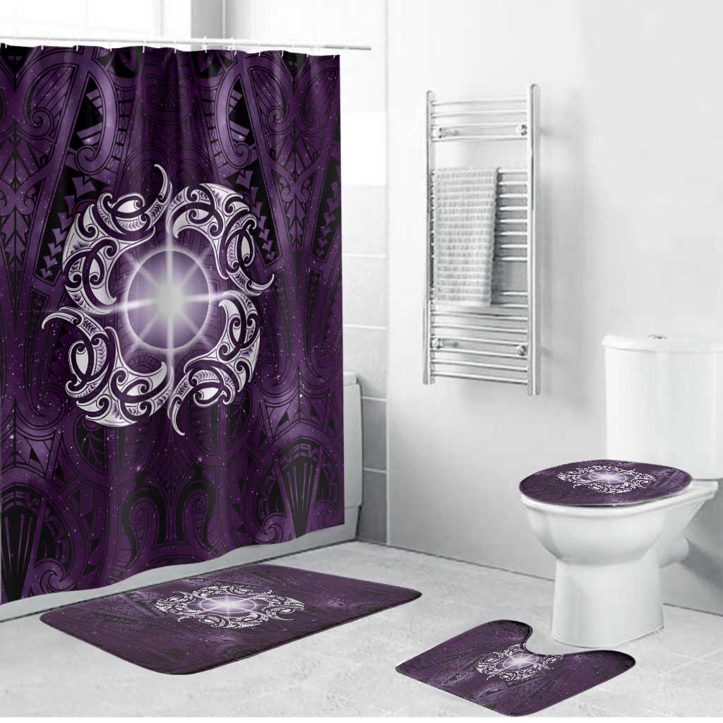 New Zealand Matariki Waipunarangi Bathroom Set Maori Moko Purple Galaxy