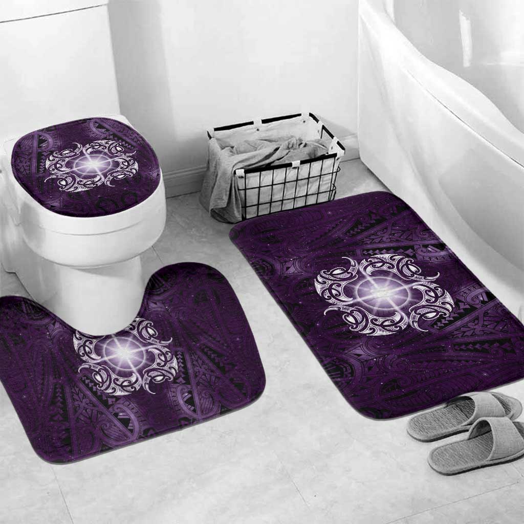 New Zealand Matariki Waipunarangi Bathroom Set Maori Moko Purple Galaxy LT05 Mat Set Only (3 pcs) One Size Purple - Polynesian Pride