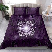 New Zealand Matariki Waipunarangi Bedding Set Maori Moko Purple Galaxy