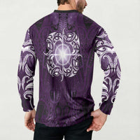 New Zealand Matariki Waipunarangi Button Sweatshirt Maori Moko Purple Galaxy