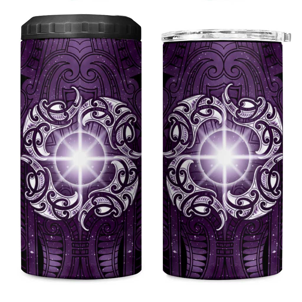 New Zealand Matariki Waipunarangi 4 in 1 Can Cooler Tumbler Maori Moko Purple Galaxy LT05 One Size: 16 oz Purple - Polynesian Pride