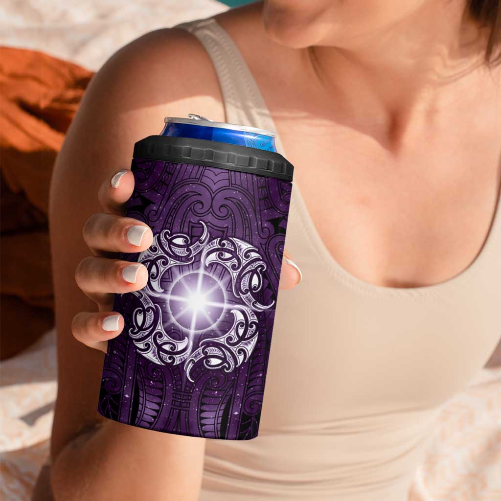 New Zealand Matariki Waipunarangi 4 in 1 Can Cooler Tumbler Maori Moko Purple Galaxy LT05 - Polynesian Pride