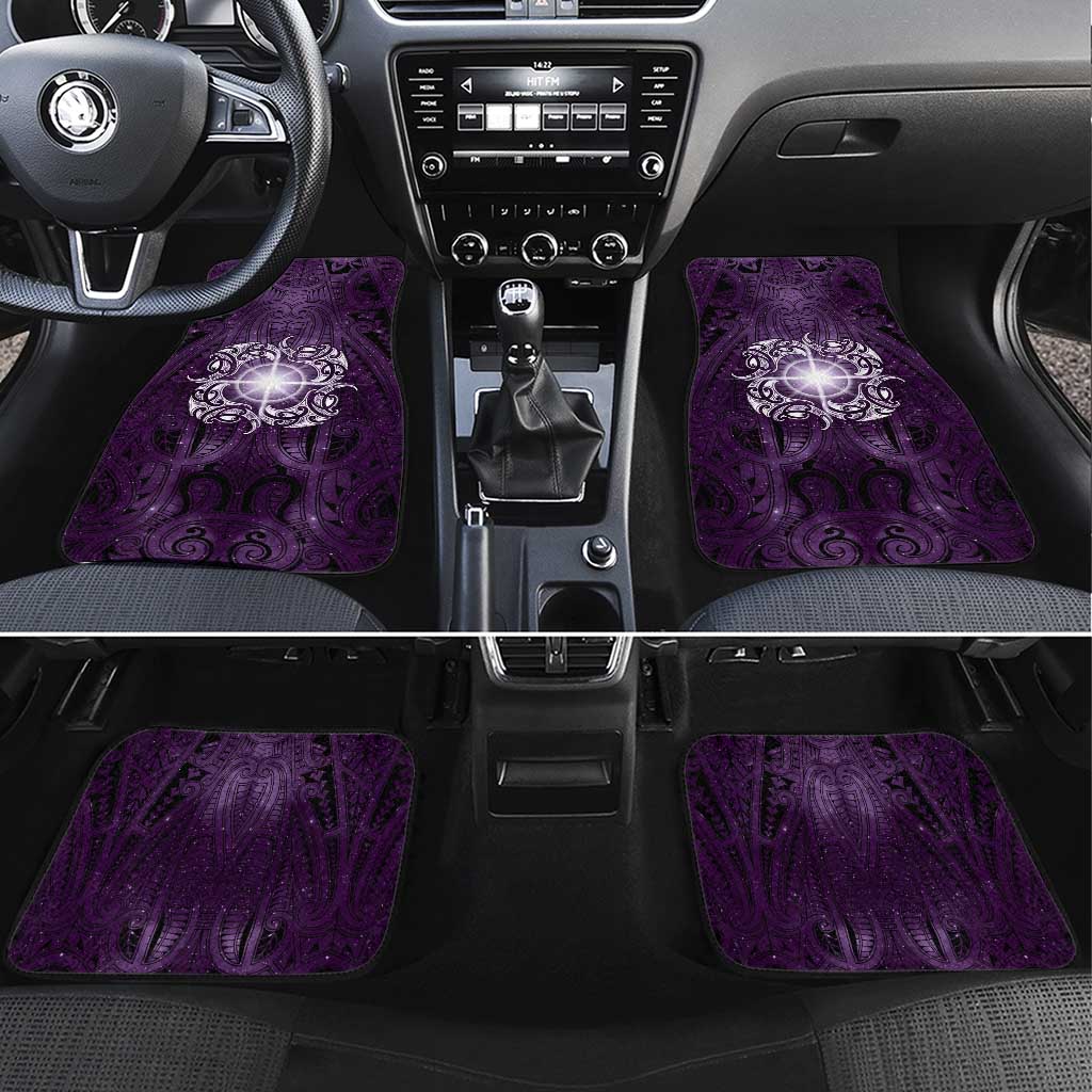 New Zealand Matariki Waipunarangi Car Mats Maori Moko Purple Galaxy LT05 Set 4pcs Purple - Polynesian Pride