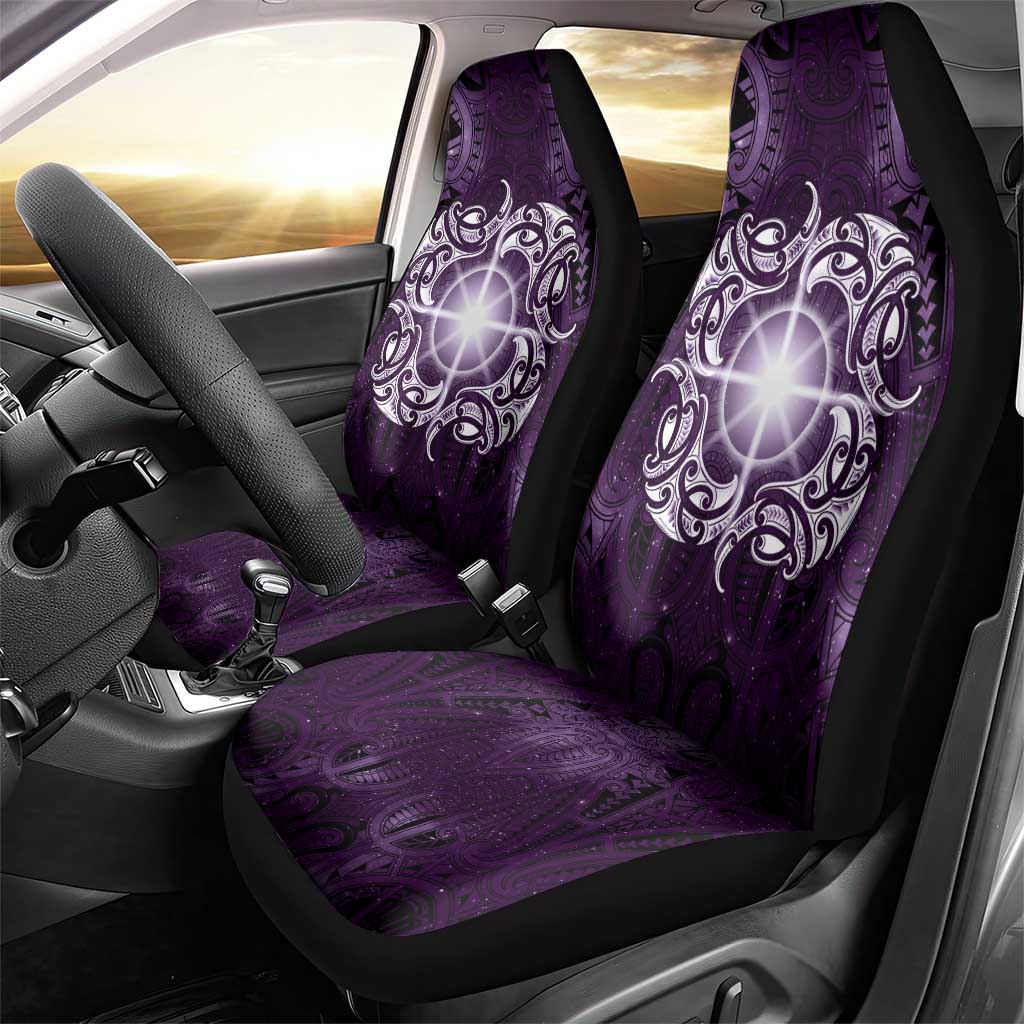 New Zealand Matariki Waipunarangi Car Seat Cover Maori Moko Purple Galaxy LT05 - Polynesian Pride