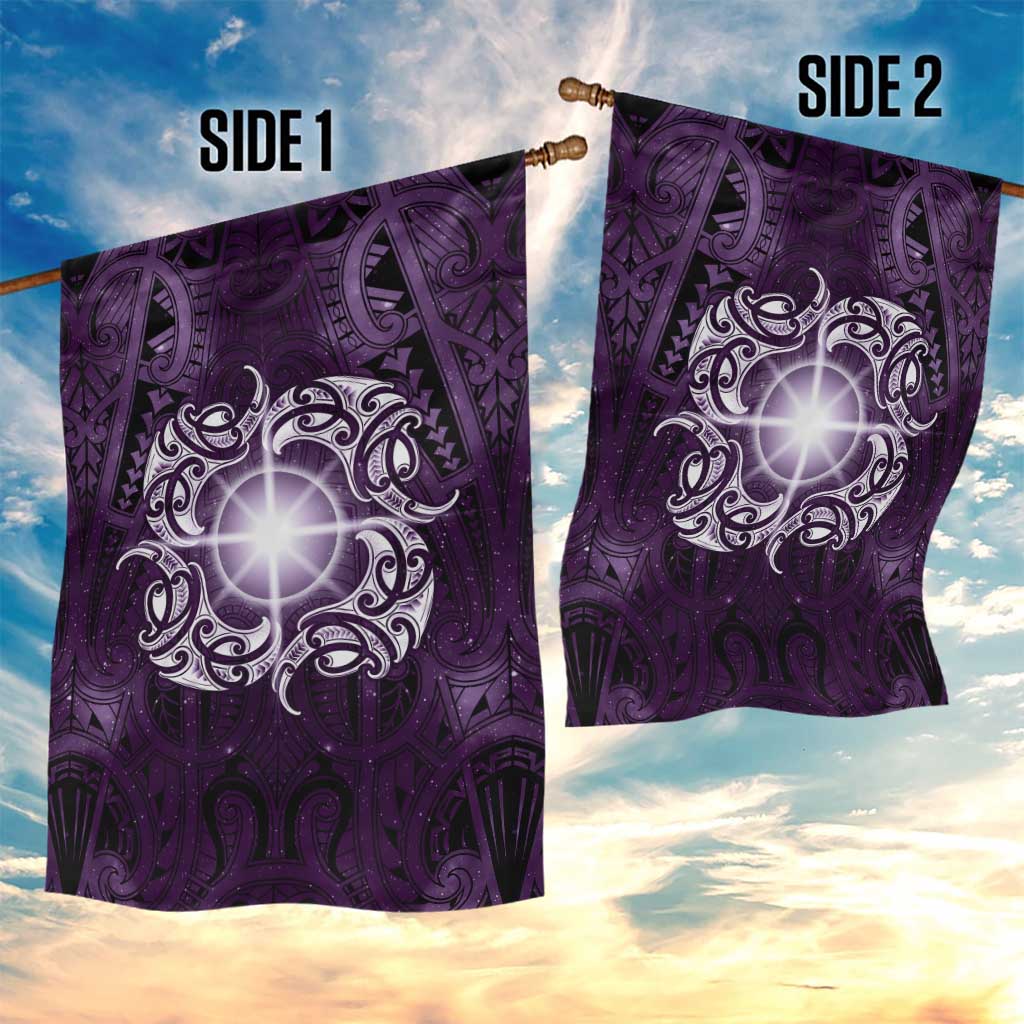 New Zealand Matariki Waipunarangi Garden Flag Maori Moko Purple Galaxy LT05 - Polynesian Pride