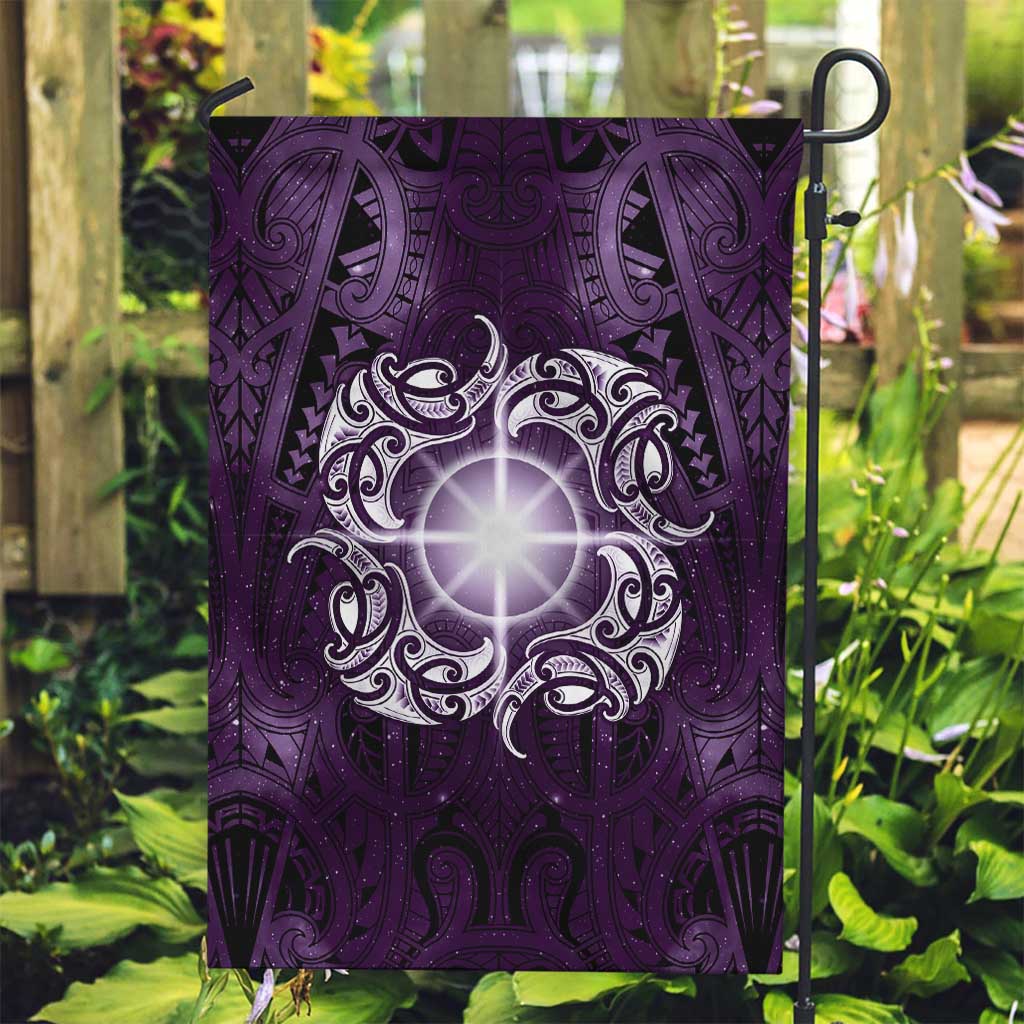 New Zealand Matariki Waipunarangi Garden Flag Maori Moko Purple Galaxy LT05 Garden Flag Purple - Polynesian Pride