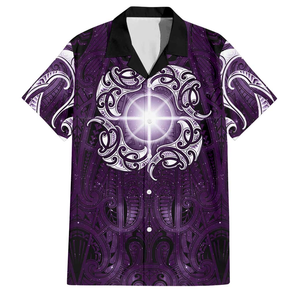 New Zealand Matariki Waipunarangi Hawaiian Shirt Maori Moko Purple Galaxy LT05 Purple - Polynesian Pride
