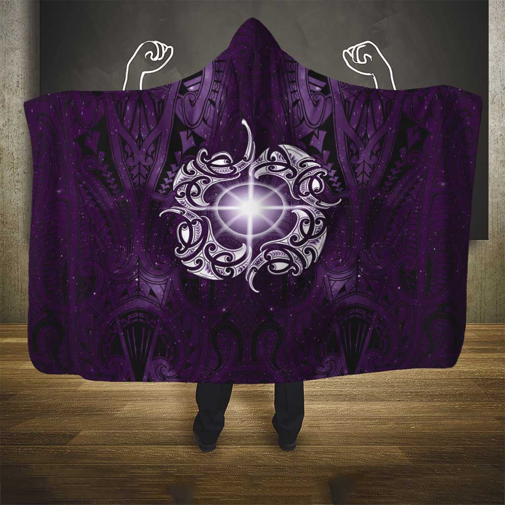 New Zealand Matariki Waipunarangi Hooded Blanket Maori Moko Purple Galaxy LT05 - Polynesian Pride